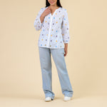 HANDPRINT DREAM APPAREL Iris Embroidered Top  in White/Multicolour