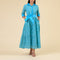 HANDPRINT DREAM APPAREL Blue Mirage Broderie Anglaise Shirt Dress in Turquoise Tale