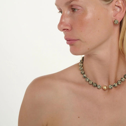 Tutti & Co Jasper Small Beaded Necklace in Black