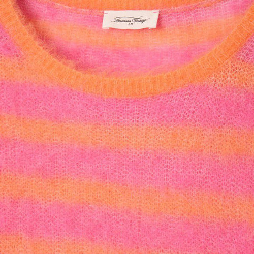 AMERICAN VINTAGE Nenybay Sleeveless Jumper in Fluo Orange/Striped Hibiscus
