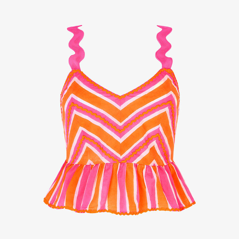 PINK CITY PRINTS Puglia Top in Neon Sunset