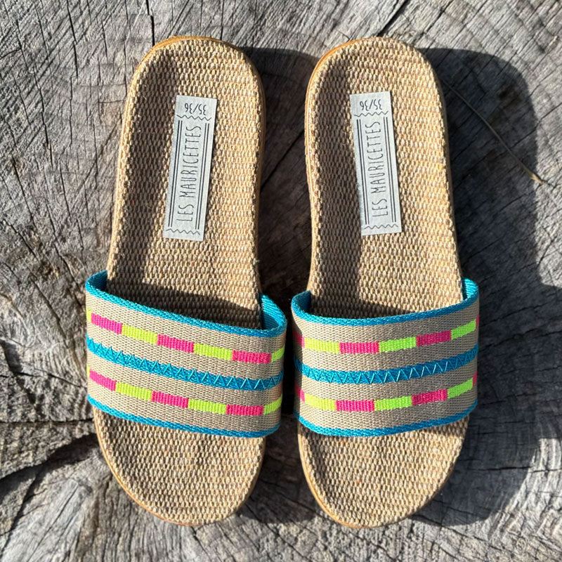 LES MAURICETTES Nicole Sandals in Pink/Yellow