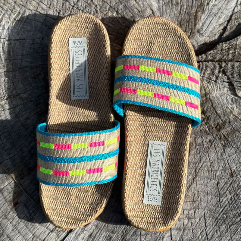 LES MAURICETTES Nicole Sandals in Pink/Yellow
