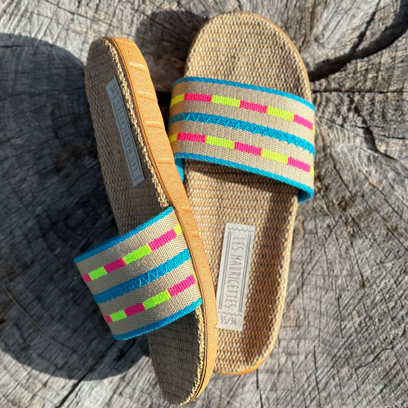 LES MAURICETTES Nicole Sandals in Pink/Yellow