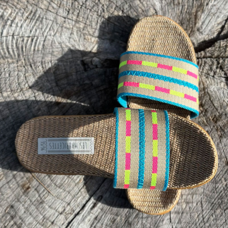 LES MAURICETTES Nicole Sandals in Pink/Yellow