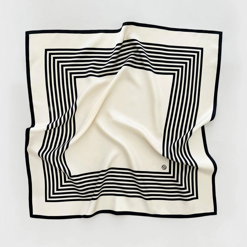 LE SCARF No. 1 / Cream & Black / 65x65
