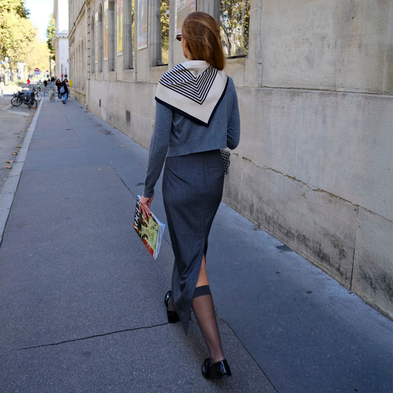 LE SCARF No. 1 / Cream & Black / 65x65
