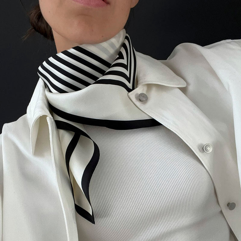 LE SCARF No. 1 / Cream & Black / 65x65