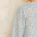 M.A.B.E Nola Print Long Sleeve Top in Blue