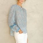 M.A.B.E Nola Print Long Sleeve Top in Blue