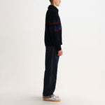 WAX LONDON Norris  Zip Funnel Neck Brush Bold Stripe Jumper in Black/Multi