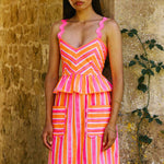 PINK CITY PRINTS Puglia Top in Neon Sunset