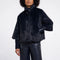 RINO & PELLE Nesrin Faux Fur Jacket with Rib Cuffs in Dark Navy
