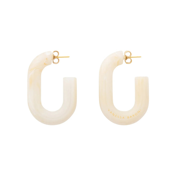 VANESSA BARONI New Oval Earrings in Pearl Marble