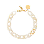 VANESSA BARONI New Oval Necklace with Gold in Pearl Marble