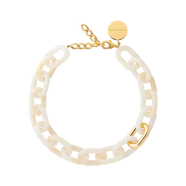 VANESSA BARONI New Oval Necklace with Gold in Pearl Marble