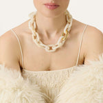VANESSA BARONI New Oval Necklace with Gold in Pearl Marble