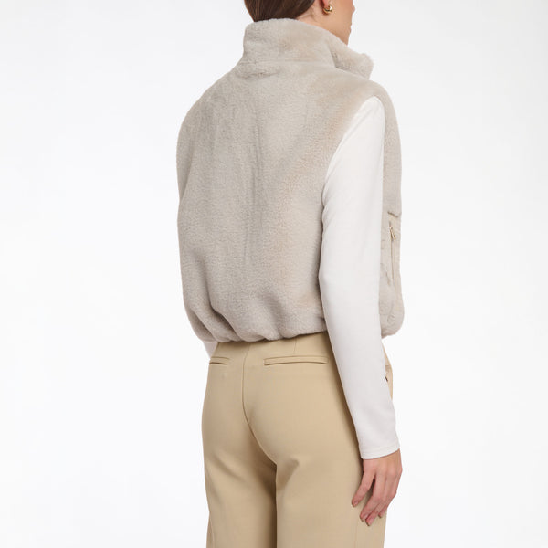 RINO & PELLE Nikki Short Faux Fur Waistcoat in Birch