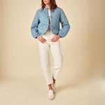 NOBODYS CHILD Chambray Quilted Jacket in Blue