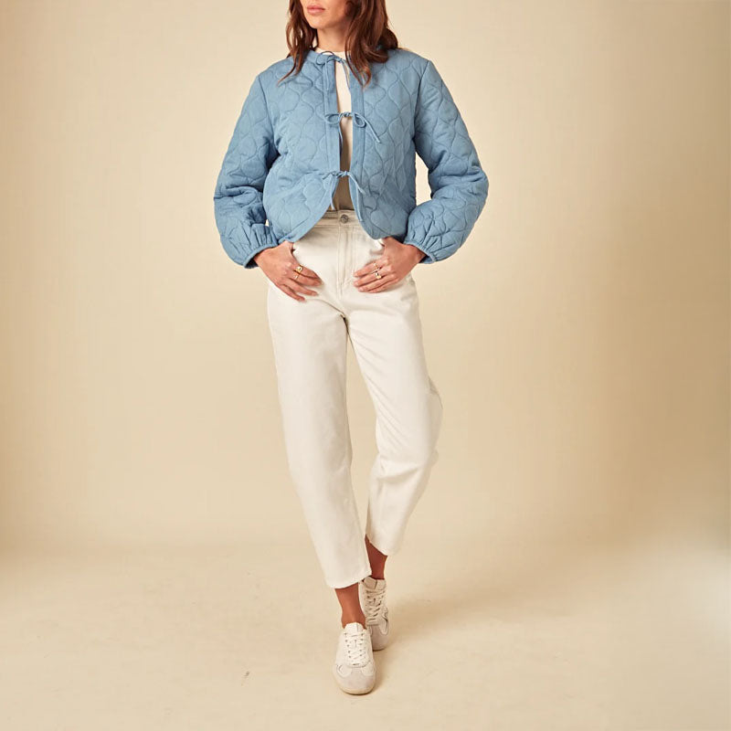 NOBODYS CHILD Chambray Quilted Jacket in Blue