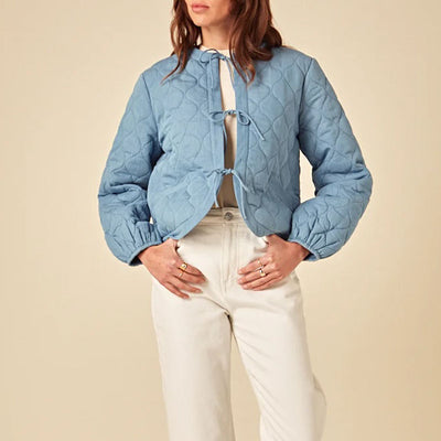 NOBODYS CHILD Chambray Quilted Jacket in Blue