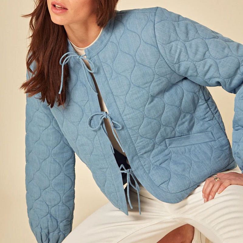 NOBODYS CHILD Chambray Quilted Jacket in Blue