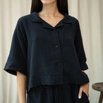BEAUMONT ORGANIC Ameera Cheesecloth Shirt in Black