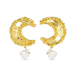 ORELIA Molten Moon & Pearl Drop Statement Earring
