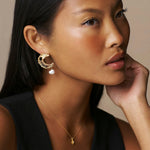 ORELIA Molten Moon & Pearl Drop Statement Earring