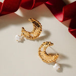 ORELIA Molten Moon & Pearl Drop Statement Earring