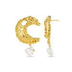ORELIA Molten Moon & Pearl Drop Statement Earring