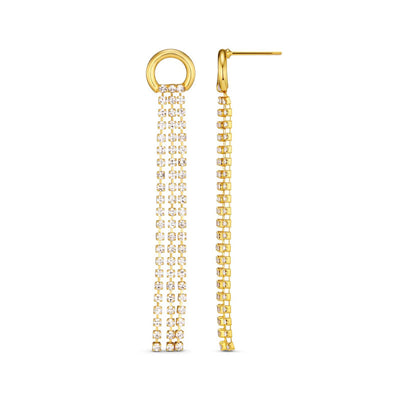 ORELIA Open Circle Pave Drop Earrings in Crystal