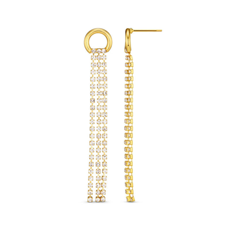 ORELIA Open Circle Pave Drop Earrings in Crystal