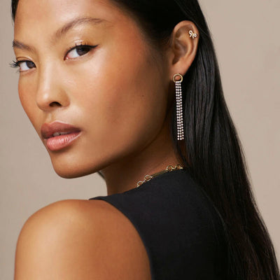ORELIA Open Circle Pave Drop Earrings in Crystal