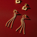 ORELIA Open Circle Pave Drop Earrings in Crystal