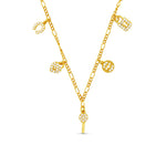 ORELIA Micro Pave Heritage Charm Necklace in Crystal