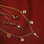 ORELIA Micro Pave Heritage Charm Necklace in Crystal