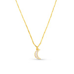 ORELIA Crystal Baguette Moon Charm Necklace in Crystal