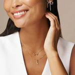 ORELIA Crystal Baguette Moon Charm Necklace in Crystal