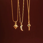 ORELIA Crystal Baguette Moon Charm Necklace in Crystal