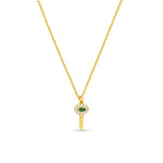 ORELIA Pave Key Charm Necklace in Emerald