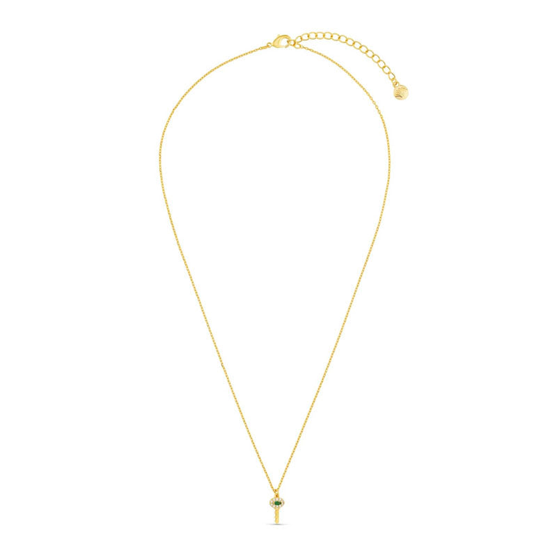 ORELIA Pave Key Charm Necklace in Emerald