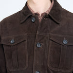 OLIVER SPENCER Shawcross Suede Jacket in Chocolate