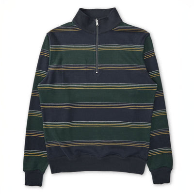 OLIVER SPENCER Reversible Half Zip Sweatshirt in Hinkley Navy/Green
