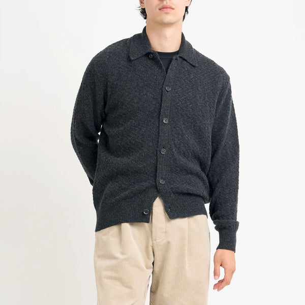 OLIVER SPENCER Britten Knitted Cardigan in Jarvis/Charcoal