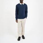 OLIVER SPENCER Heavy Long Sleeve Rugby Top Tavistock in Navy