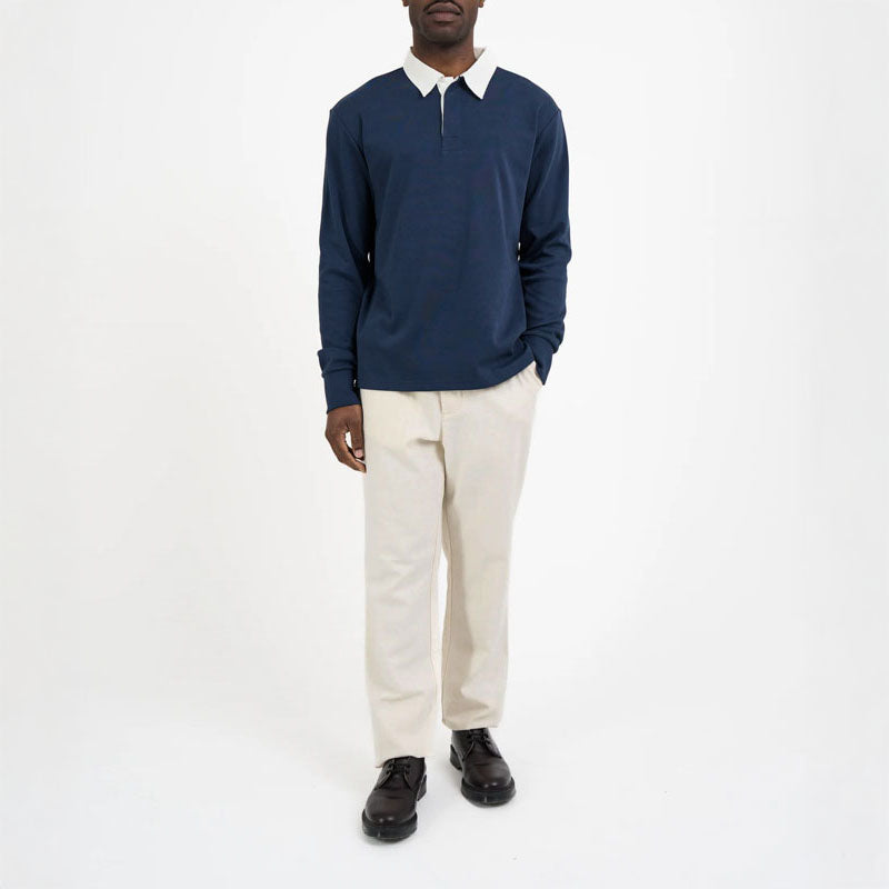 OLIVER SPENCER Heavy Long Sleeve Rugby Top Tavistock in Navy