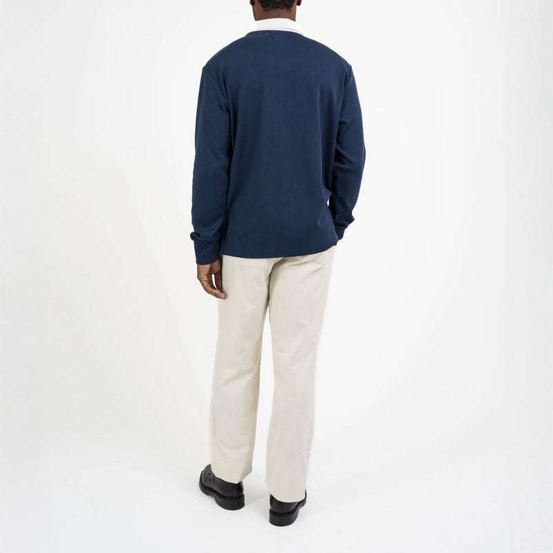 OLIVER SPENCER Heavy Long Sleeve Rugby Top Tavistock in Navy