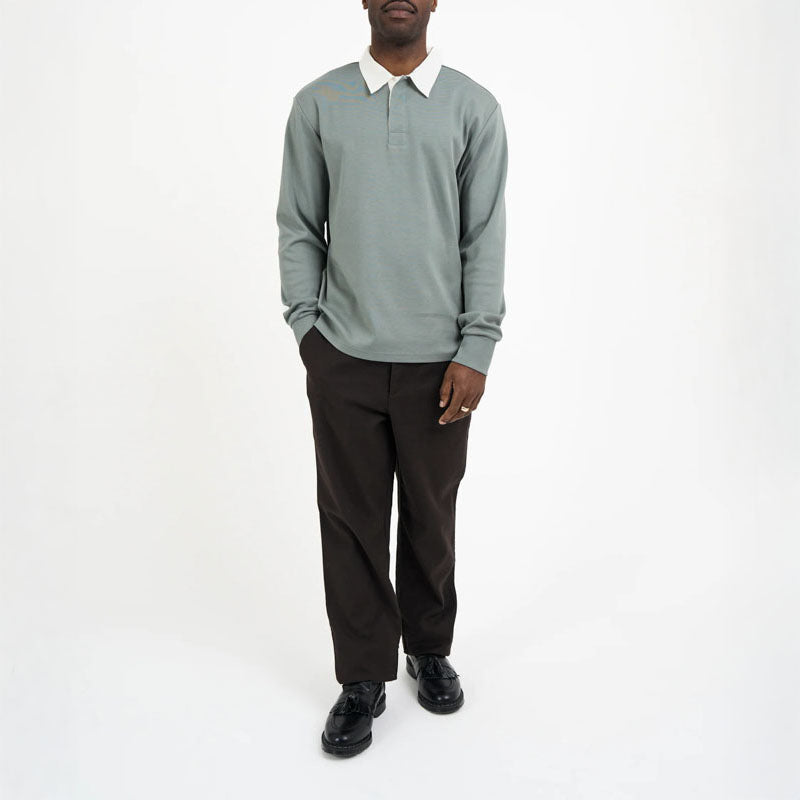 OLIVER SPENCER Heavy Long Sleeve Rugby Top Tavistock in Sage Green