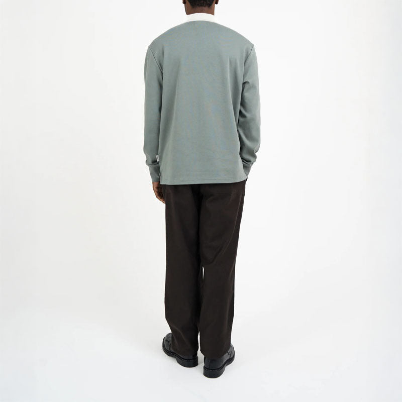 OLIVER SPENCER Heavy Long Sleeve Rugby Top Tavistock in Sage Green